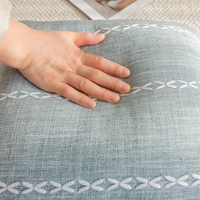 vctops Rustic Striped Cotton Linen Decorative Throw Pillow Cover Embroidery - Image 5