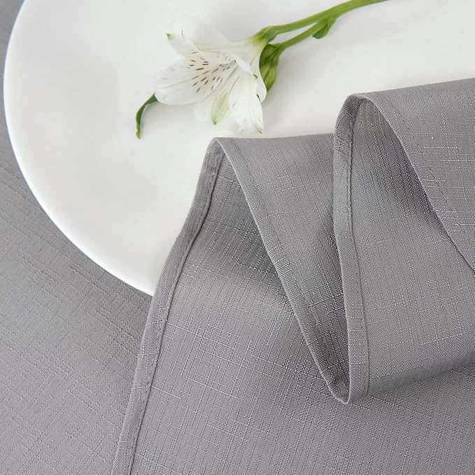 maxmill Round Linen Looking Textured Tablecloth Spill-Proof Wrinkle Free Soft - Image 8