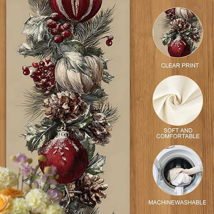 Elegant Red and White Christmas Table Runner – 13x72 Inch Holiday Table Decor - Image 4