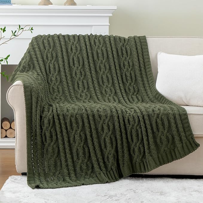 Battilo Olive Green Throw Blanket - Image 2