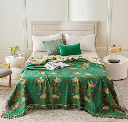 Green Fall Blanket 60''x 80'' Boho Throw Blankets - Image 3