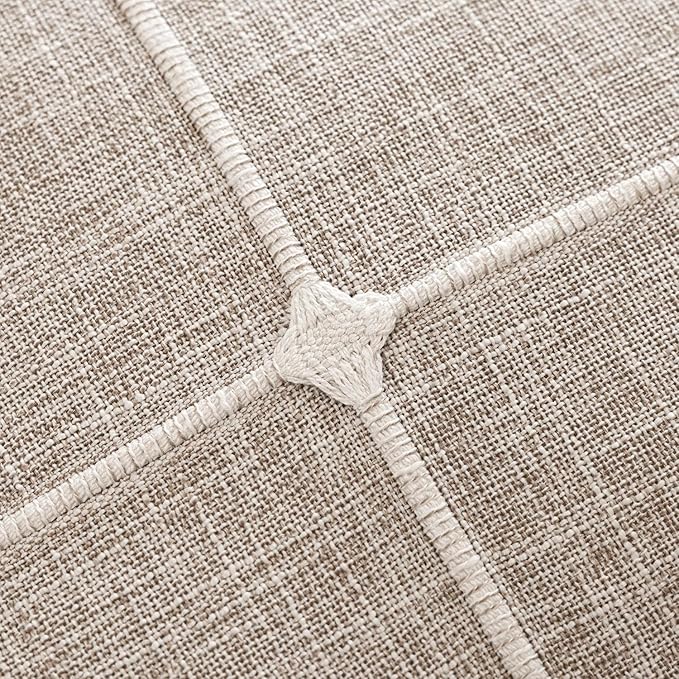 Foindtower Pack of 2 Decorative Faux Linen Jacquard Check Throw Pillow Covers - Image 2