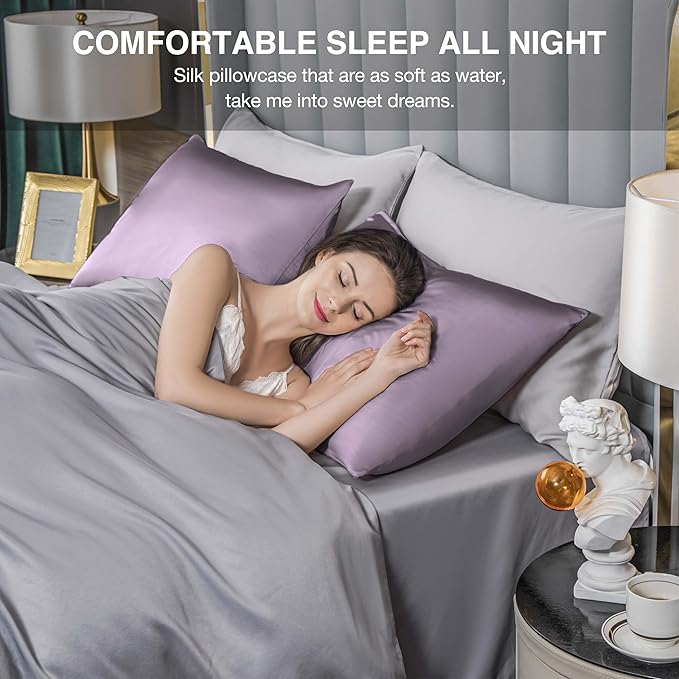 Mulberry Silk Pillowcase for Hair and Skin, Cooling Silk Pillow Case - Image 4