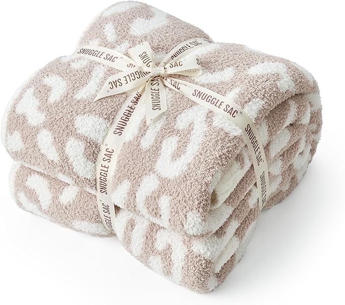 Snuggle Sac Leopard Microfiber Blanket, Queen Size Beige, 90x90 inches by SnuggleSac