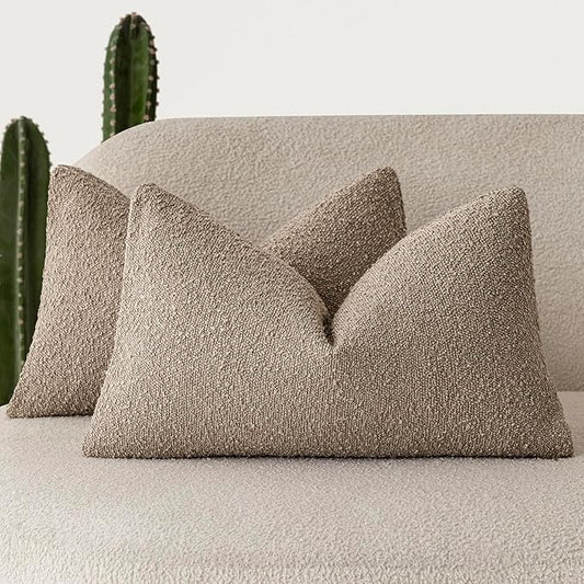 Foindtower Pack of 2 Textured Boucle Throw Pillow Covers Accent Solid by Foindtower