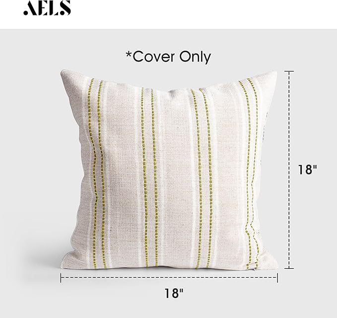 AELS 18x18 Decorative Farmhouse Linen Throw Pillow Covers, Boho Textured Pillow - Image 2