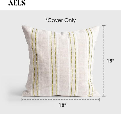 AELS 18x18 Decorative Farmhouse Linen Throw Pillow Covers, Boho Textured Pillow - Image 2