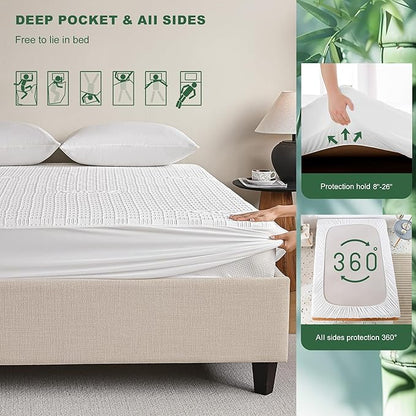 GRT Queen Waterproof Mattress Protector, Rayon Made from Bamboo Mattress Cover - Image 5