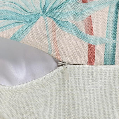 Bonhause Tropical Leaves Throw Pillow Covers 18 x 18 Inch Set of 4 Pink Green - Image 5