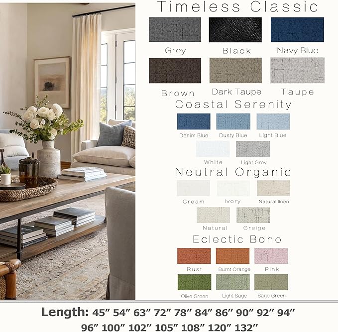 KOUFALL Taupe Back Tab Linen Blackout Curtains - Image 2