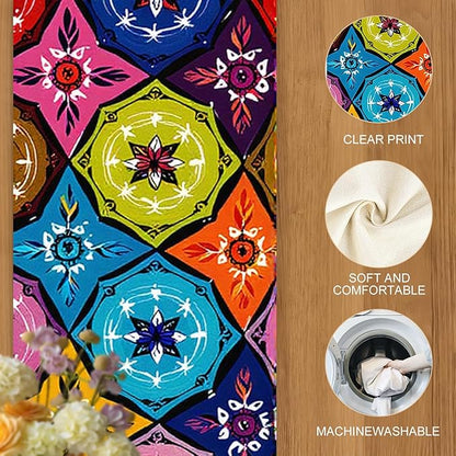 Colorful Mexican Talavera Style Table Runner – Hand-Painted Ceramic Tile Design - Image 4