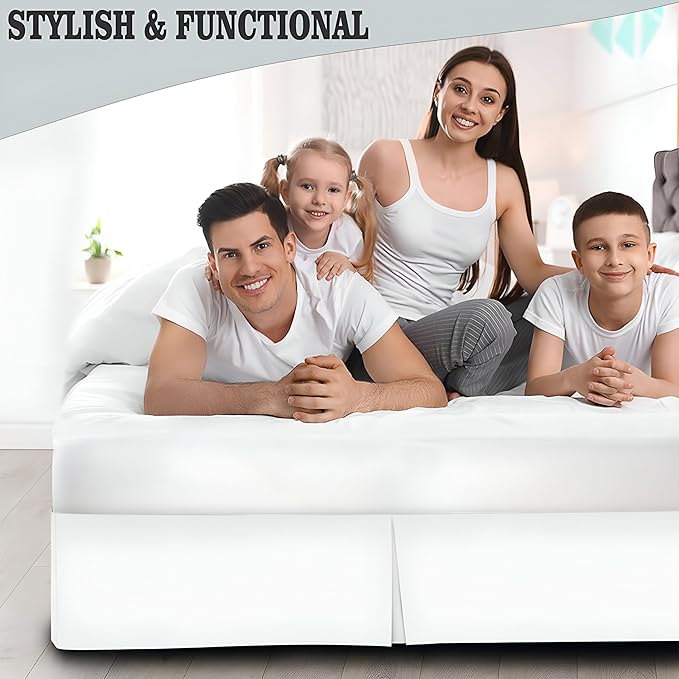 Pleated Bed Skirt Queen Size, Split Corners, Wrinkle-Resistant Microfiber - Image 5