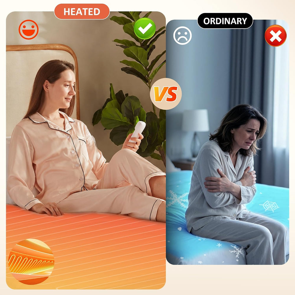 Heated Mattress Pad Queen, Cozy Bed Warmer with Preheat & Memory