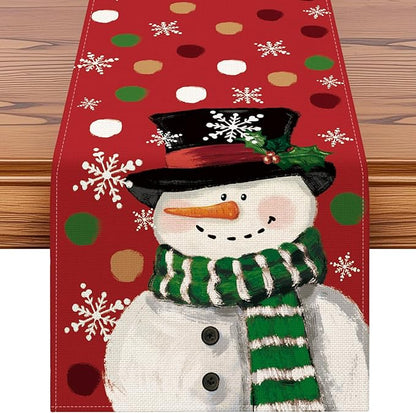 OTOSTAR Snowman Snowflake Christmas Table Runner, Xmas Seasonal Winter Holiday by OTOSTAR