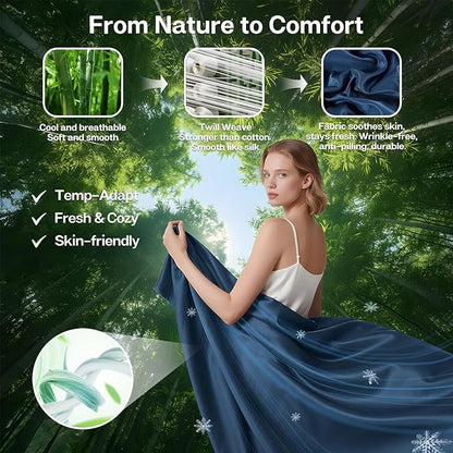 MR&HM Twin Fitted Sheet Only, Ultra-Soft Rayon Derived from Bamboo & Polyester - Image 2