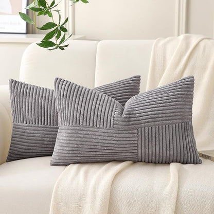 Gray Lumbar Throw Pillow Covers 16x24 inch, Farmhouse Home Decor, Boho by Unknown