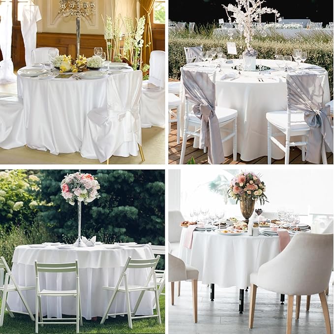 Round Tablecloth 120 Inch 8 Pack White Tablecloths Washable Decorative Linen - Image 7