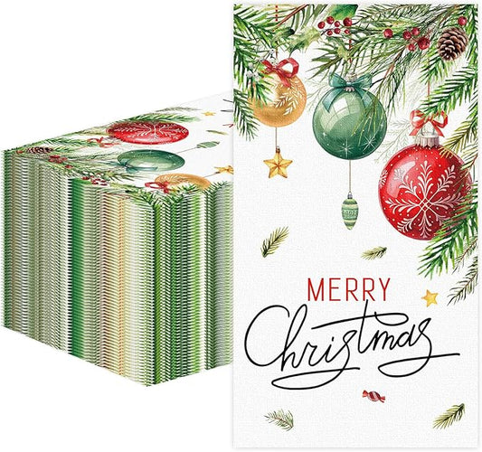 100 PCS Christmas Paper Napkins, Disposable Xmas Ornament Bathroom Guest Hand by Unknown