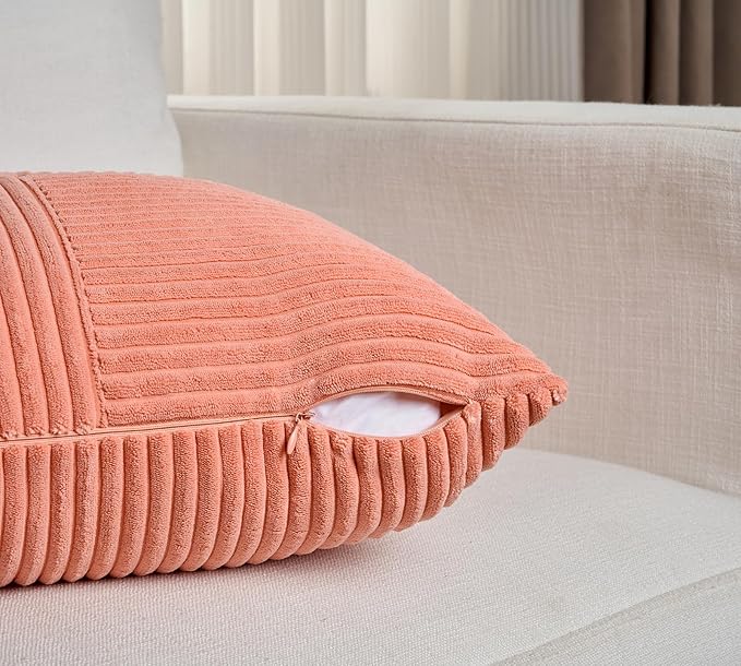 Fancy Homi 2 Packs Coral Samll Decorative Throw Pillow Covers 14x14 Inch - Image 4