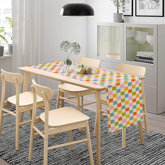Retro Checkered Table Runner, 60s 70s Summer Seasonal Table Runners - Image 2