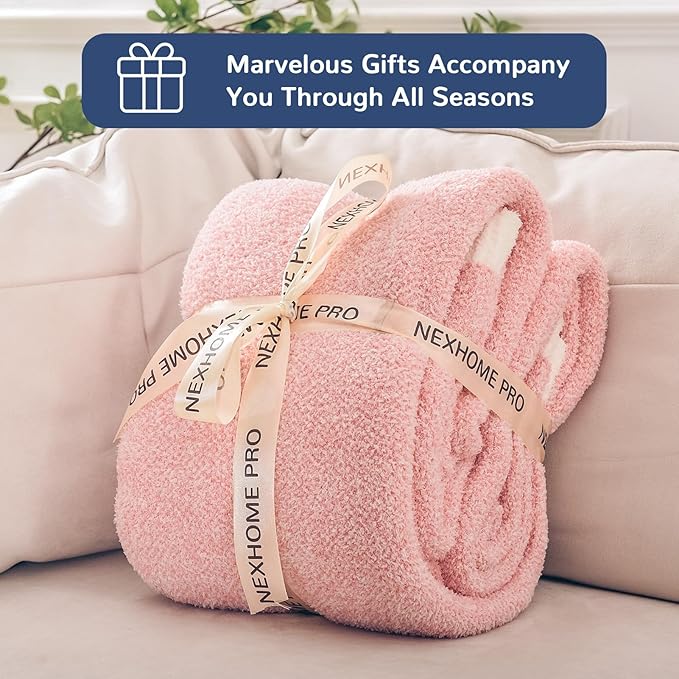 NEXHOME PRO Soft Blankets Pink, Cozy Throw Blanket - Image 4