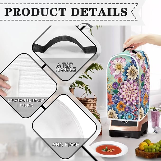 Boho Mandala Blender Cover for Kitchen Small Appliance Dust Cover Floral Food - Image 4