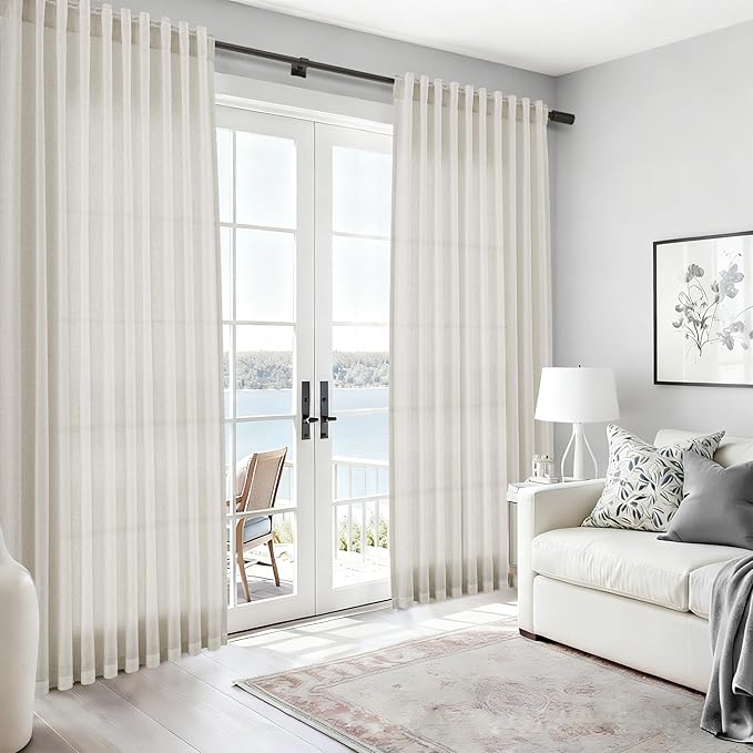 Nanspring Mousse White Linen Curtains 84 Inches Long - Image 6