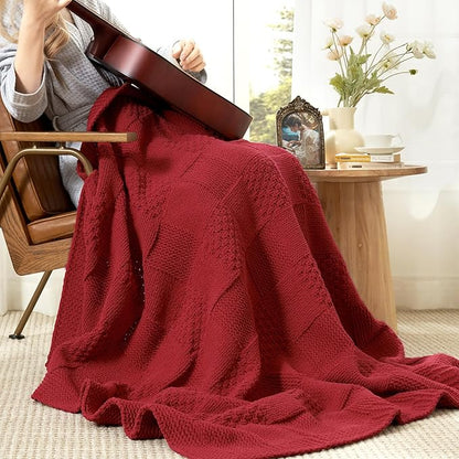 Amélie Home Checkered Chenille Knit Throw Blanket - Image 5