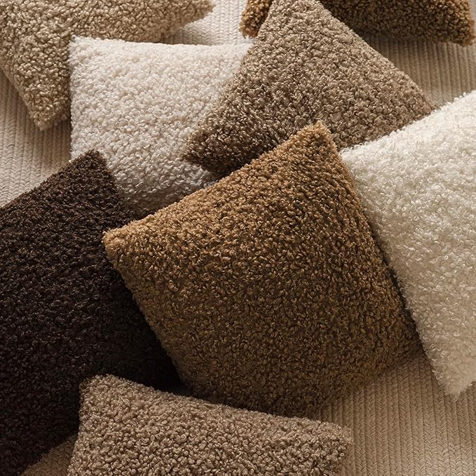 Foindtower Set of 2 Curly Teddy Wool Pillow Covers Decorative Boucle Textured - Image 7
