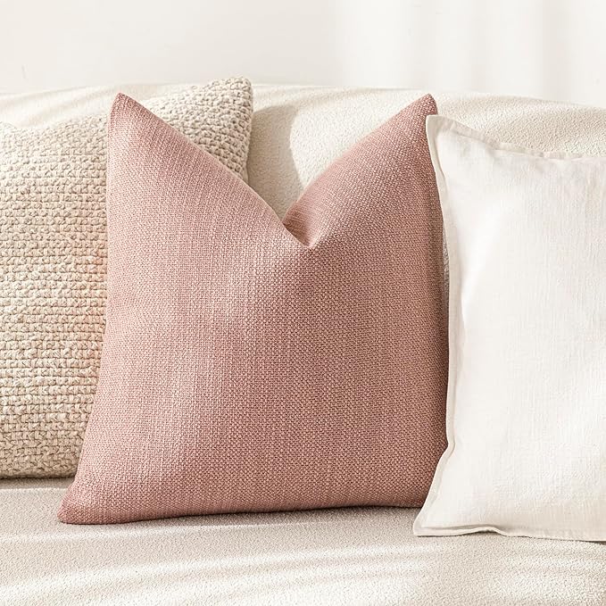 Foindtower Set of 2 Decorative Textured Burlap Linen Throw Pillow Covers - Image 4