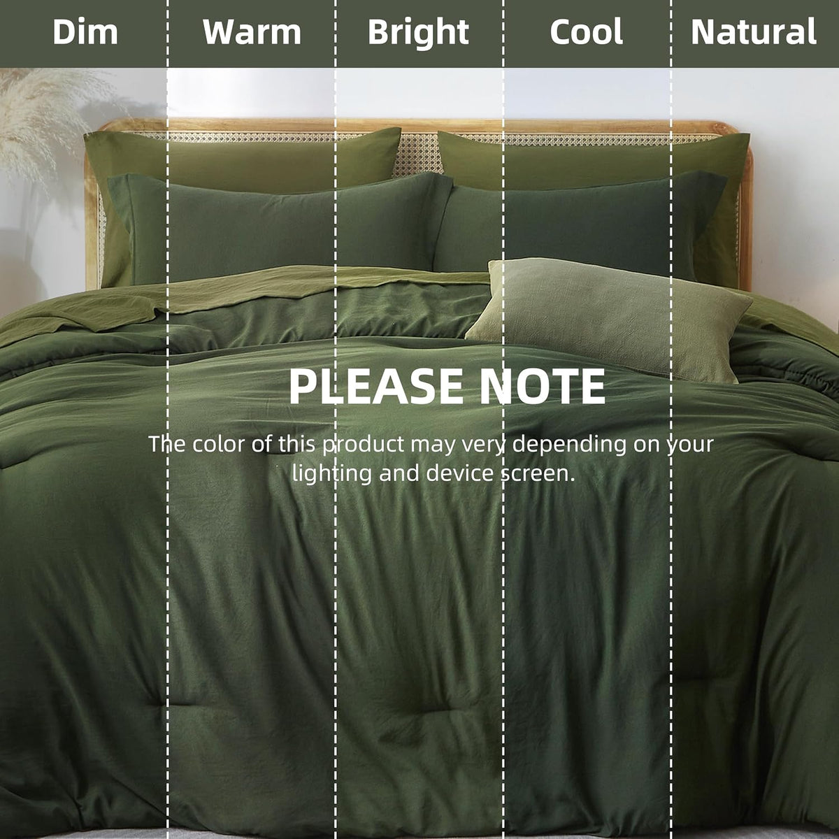full size comforter set-7 pieces soft dark green, view 9