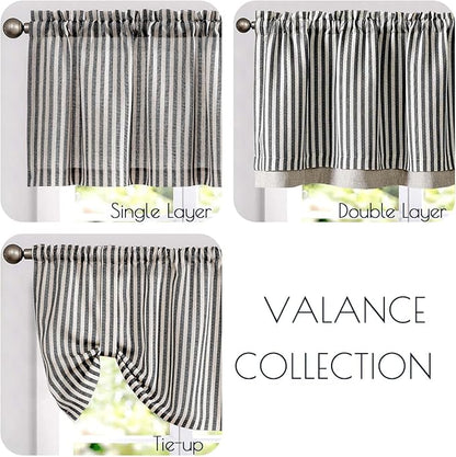 jinchan Linen Stripe Curtain Double Layer Valance - Image 9