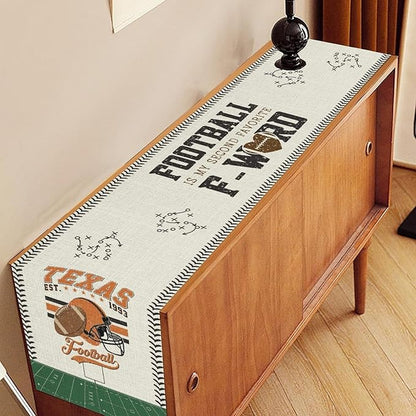 American Football Table Runner, Seasonal Rugby Boy Football Game Day Grass - Image 3
