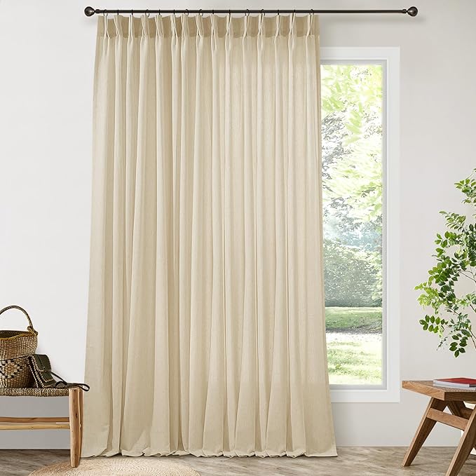 Sliding Door Sheer Curtains 84 Inches Long 100 Inch Wide Linen Pleated Curtains - Image 6