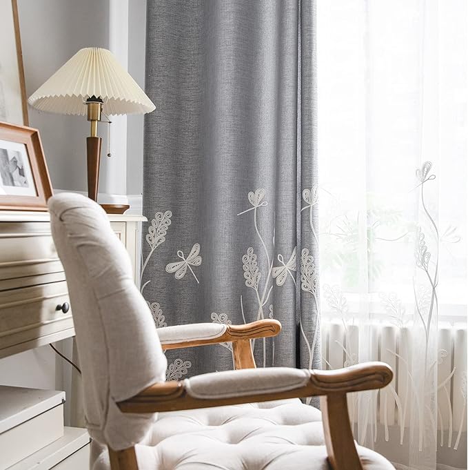 Melodieux Extra Wide Wheat Embroidery Curtain - Image 5