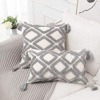 Boho Gray Throw Pillow Cover 18x18 Inch - Image 2