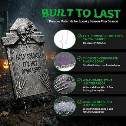 17" Halloween Tombstones Outdoor Decorations, 6 Pack Graveyard Yard Signs