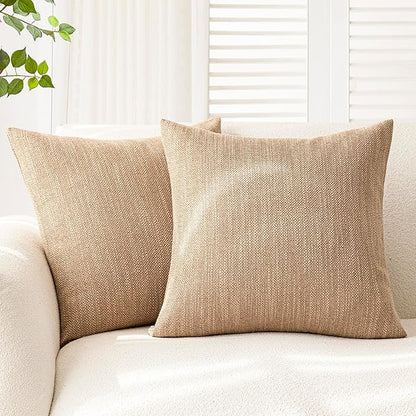 Foindtower Set of 2 Decorative Textured Burlap Linen Throw Pillow Covers by Foindtower