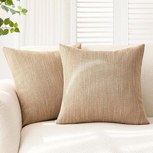 Foindtower Set of 2 Decorative Textured Burlap Linen Throw Pillow Covers by Foindtower