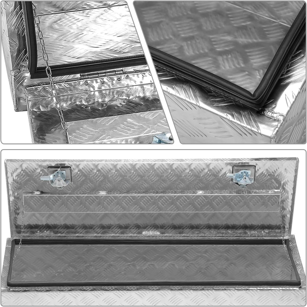 dna motoring lockable truck tool box, bed organizer showing dimensions