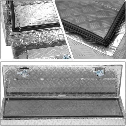 dna motoring lockable truck tool box, bed organizer showing dimensions