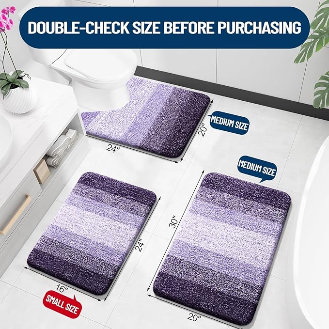 OLANLY Luxury Toilet Rugs U-Shaped 24x20, Extra Soft and Absorbent Microfiber - Image 2