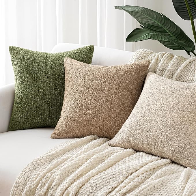 Woaboy Pack of 2 20x20 Inch Decorative Boucle Throw Pillow Covers Textured - Image 3