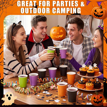 300 Pack 8 oz Halloween Disposable Paper Cups for Halloween Birthday Party