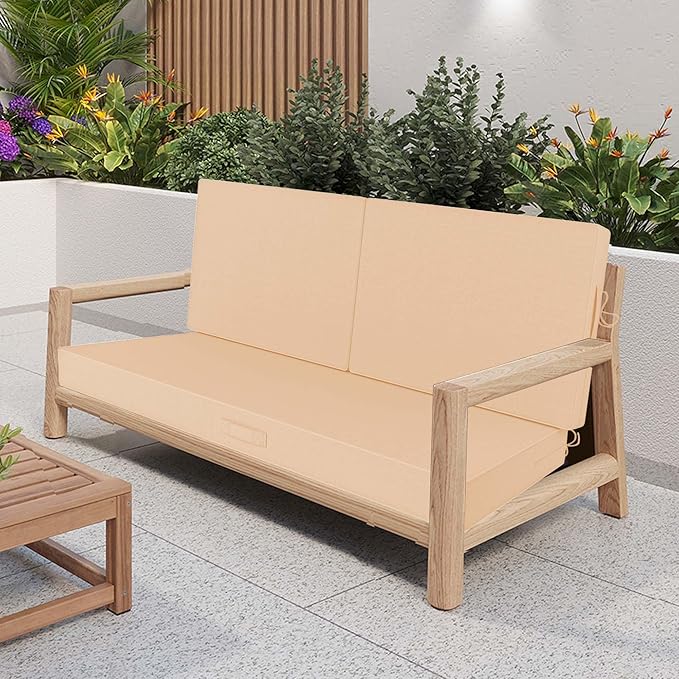 Outdoor Loveseat Cushion Set 46 x 26 Inch, Waterproof & Fade-Resistant Deep - Image 3