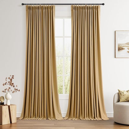 Joywell Pinch Pleated 100% Blackout Linen Curtains 2 Panels Linen Blend Room by Joywell