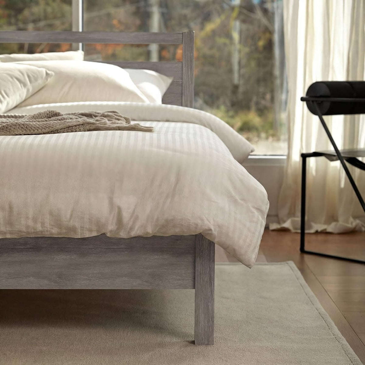 lifement queen bed frame with headboard signature wood shown in use