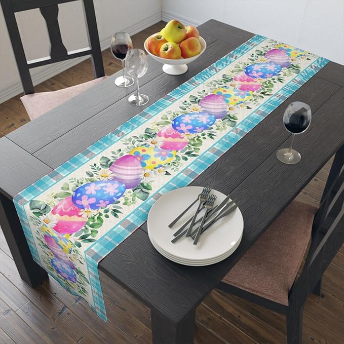Easter Table Runner, Easter Eggs Linen Farmhouse Table Runners, Easter Kitchen - Image 6