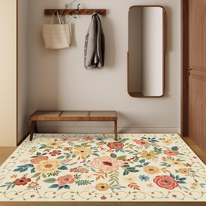 DUKINO 3x5 Area Rug, Floral Rugs - Image 4