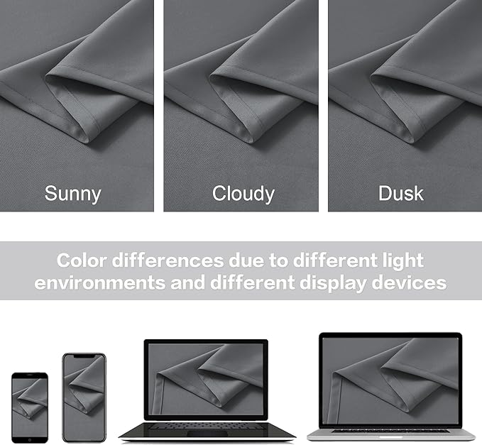DUALIFE 90 Inch Curtains Grey Thermal Insulated Blackout Curtains, Back Tab and - Image 5